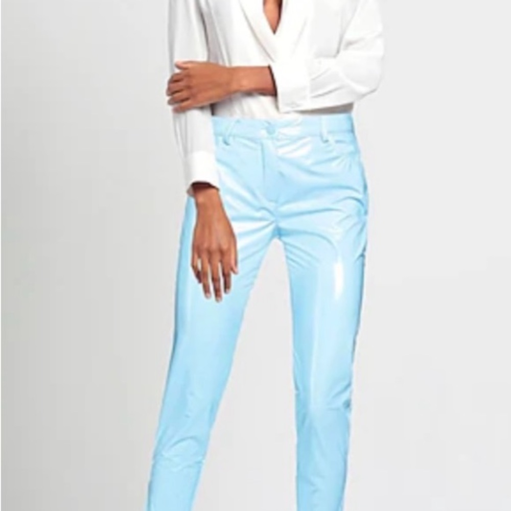 NWT light blue vinyl pants